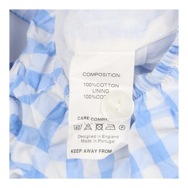 Shortie Dungarees Blue Check Duck Applique