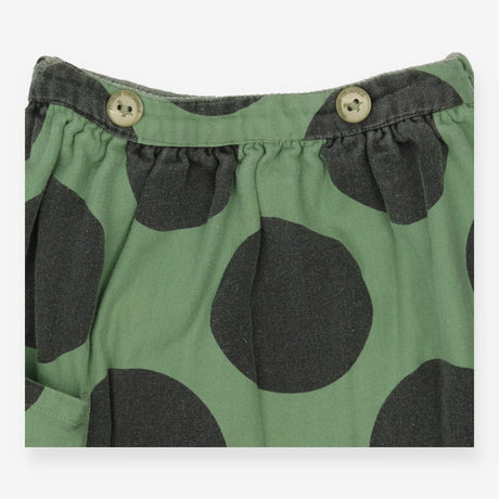 Skirt green reversible polka dots