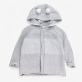 Cardigan Knit Hooded Grey and White with Buttons