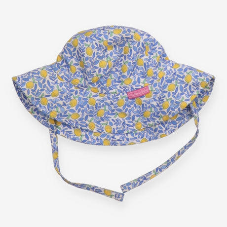 Sun hat white with Lemons and blue leaves prints
