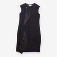 Shift Dress Black Asymmetric Ruffle Zip Detail