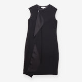 Shift Dress Black Asymmetric Ruffle Zip Detail