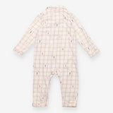 Sleepsuit Purple Checked with Mushrooms