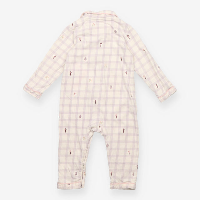 Sleepsuit Purple Checked with Mushrooms