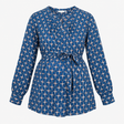 Maternity Tunic Blouse Blue Geometric Print Tie Wa