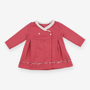 Jacket pink cross over white collar