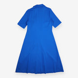 Midi Dress Blue Paisley Ponte Ruched Shirt Collar