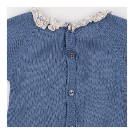 Sweater Cornflower Blue with Frill Shirt Collar