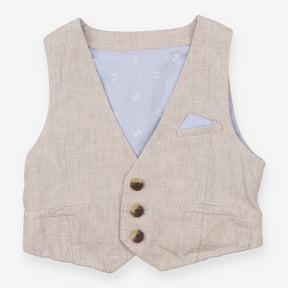 Waistcoat light grey with blue pocket square