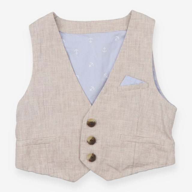 Waistcoat light grey with blue pocket square