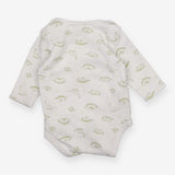 Bodysuit white green dino outlines LS