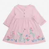 Dress Pink with White Spots and Applique Rabbit an