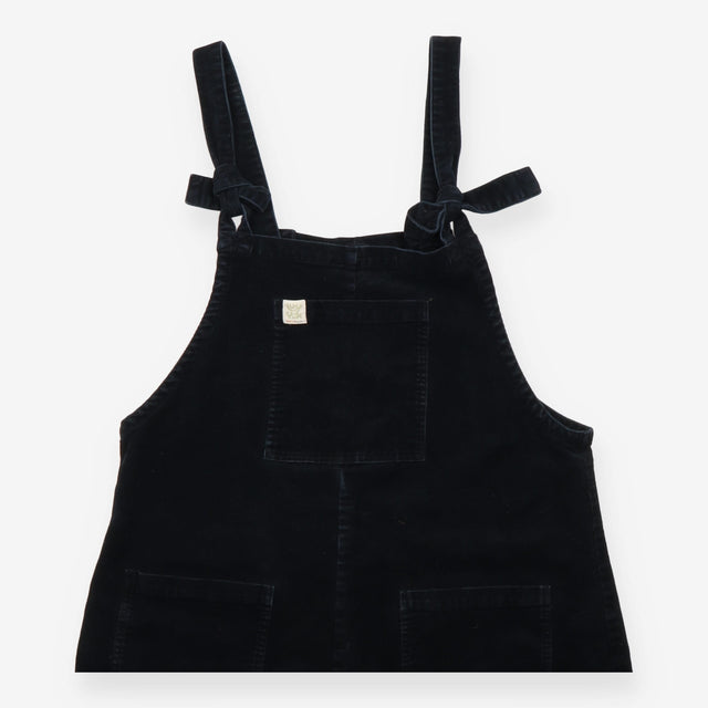 Black Organic Cotton Tie Strap Dungarees