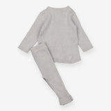 Knit grey outfit ribbed leggings and cardigan