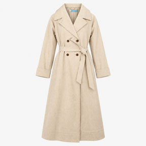 Coat Double Breasted Belted Trench Oatmeal