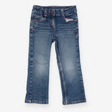 Blue denim jeans pink stitching