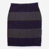 Navy & Grey Striped Fine Knit Pencil Skirt