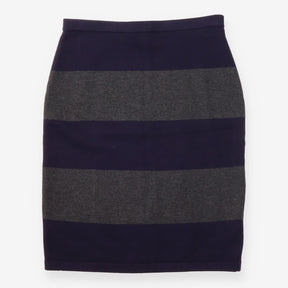 Navy & Grey Striped Fine Knit Pencil Skirt
