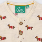 Romper white sausage dog