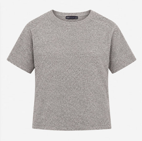 Top Soft Knit Grey Marl Crew Neck Short Sleeve Loo