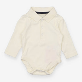 Cream Collared Long Sleeve Bodysuit