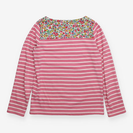 T-Shirt Long Sleeve Pink Stripe with Floral Neckli