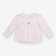 Tee LS tunic frill collar pink flower bow