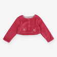 Velour Cardigan Dark Pink with Embroidered Flowers