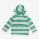 Green/grey striped towelling hoodie