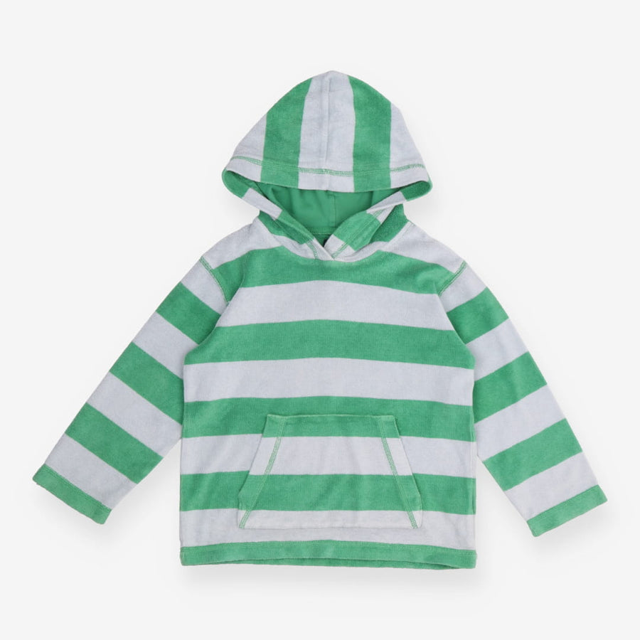 Green/grey striped towelling hoodie