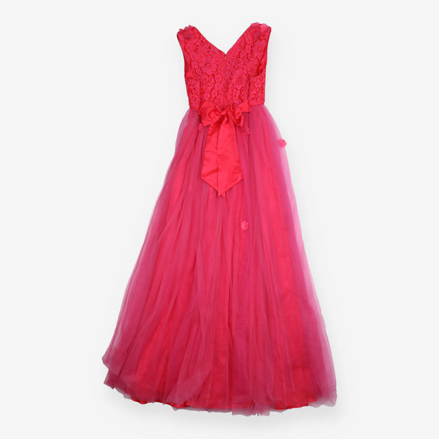 Dress Pink with Lace Bodice with Floral Applique a