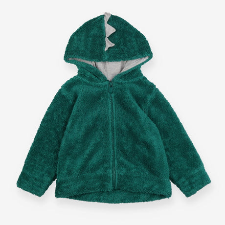 Fleece green full zip dino hood