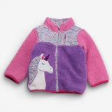 Fleece jacket reversible pink purple unicorn flora