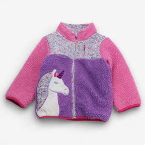 Fleece jacket reversible pink purple unicorn flora