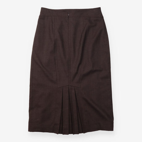 Skirt 97% Wool Pleated Midi Brown