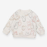White Sweater With Rabbit Print 