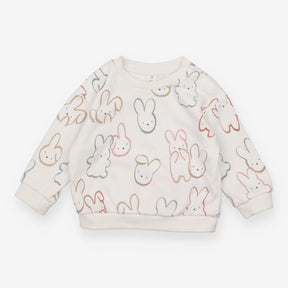 White Sweater With Rabbit Print 