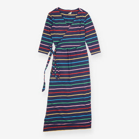 Maternity Dress Navy Rainbow Stripe Organic Cotton