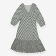 Midi Dress Green Floral print - Vneck wrap style