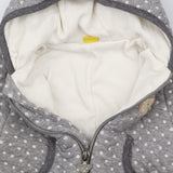 Pramsuit grey white spot teddy