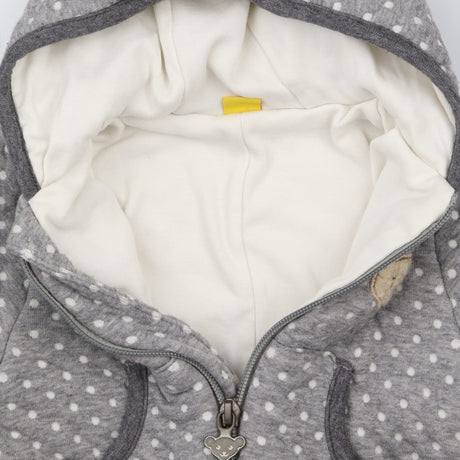 Pramsuit grey white spot teddy