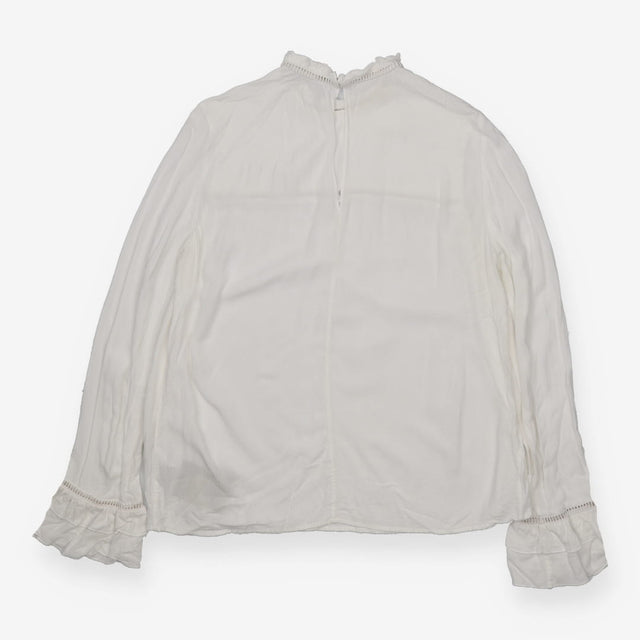 White Viscose Long Sleeve Blouse