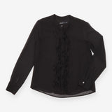 Karen Millen Black Sheer Ruffle Front Long Sleeve 