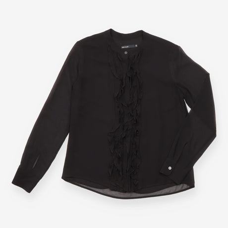 Karen Millen Black Sheer Ruffle Front Long Sleeve 