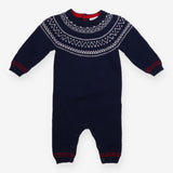 Romper Knit Navy Fairisle Neckline