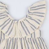 Cream and Blue Striped Dress