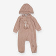 Brown zip hooded onesie with bear