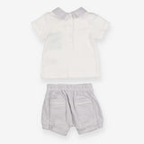 Mintini Baby Polo Shirt and Short Cream and Grey