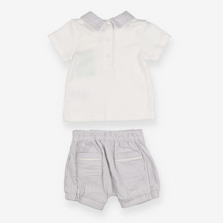 Mintini Baby Polo Shirt and Short Cream and Grey