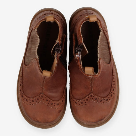Boots brown zip brogue style